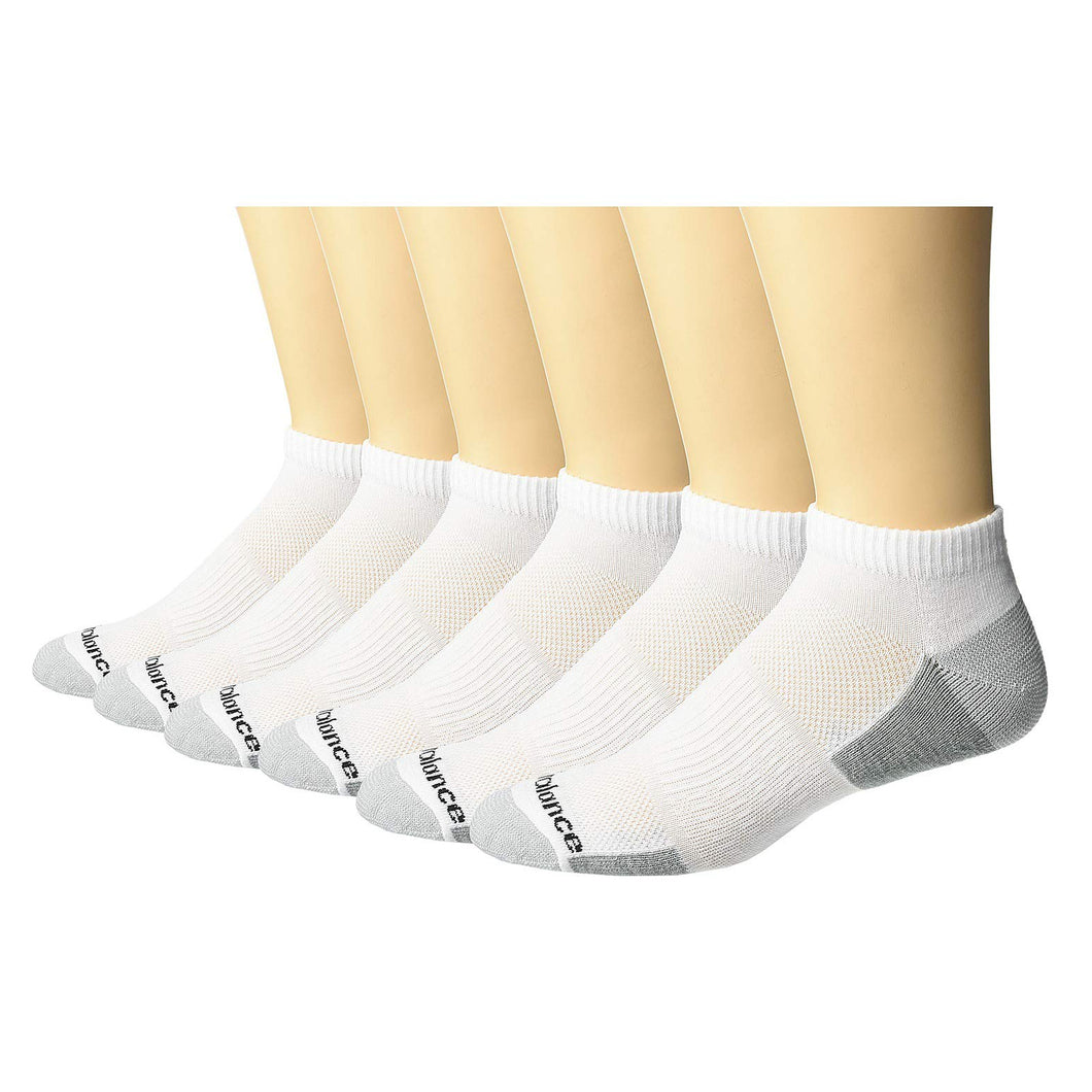 New Balance Ess Cush 6 Pack Mens LC Tennis Socks - White/Grey/L