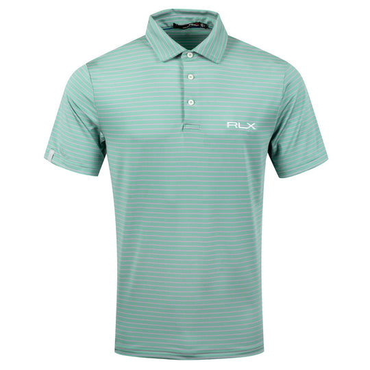 RLX Striped Lightweight Airflow Essex Green Mens Golf Polo