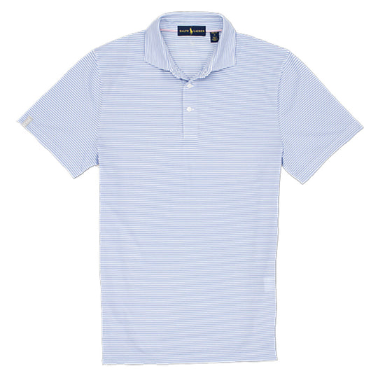 Polo Golf Tour Pique Striped Pro Fit Blue White Mens Golf Polo