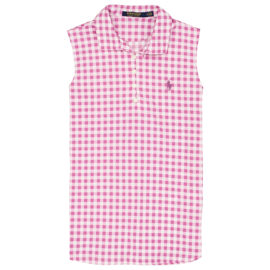 Polo Golf Gingham Womens Sleeveless Golf Polo