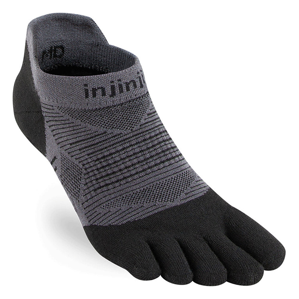 Injinji Run Lightweight NS Unisex Running Socks - Grey/Black/XL