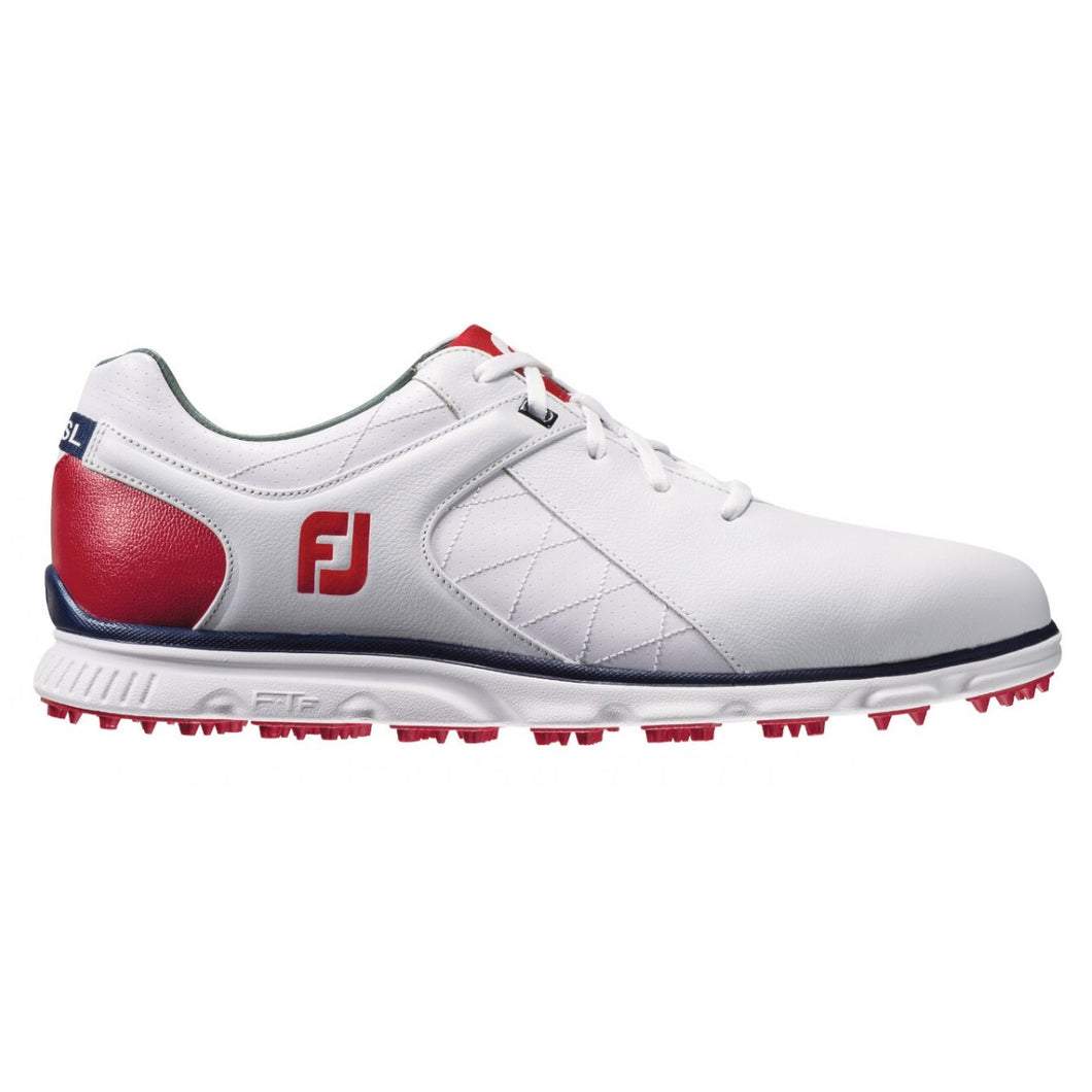 FootJoy Pro SL White-Red Mens Golf Shoes - Blem