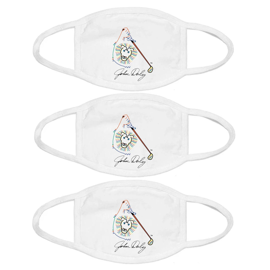 Made in Detroit John Daly Signature Masks - 3 Pack - White/One Size