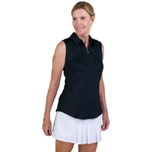 Load image into Gallery viewer, JoFit Jacquard Black Womens Sleeveless Golf Polo
 - 1