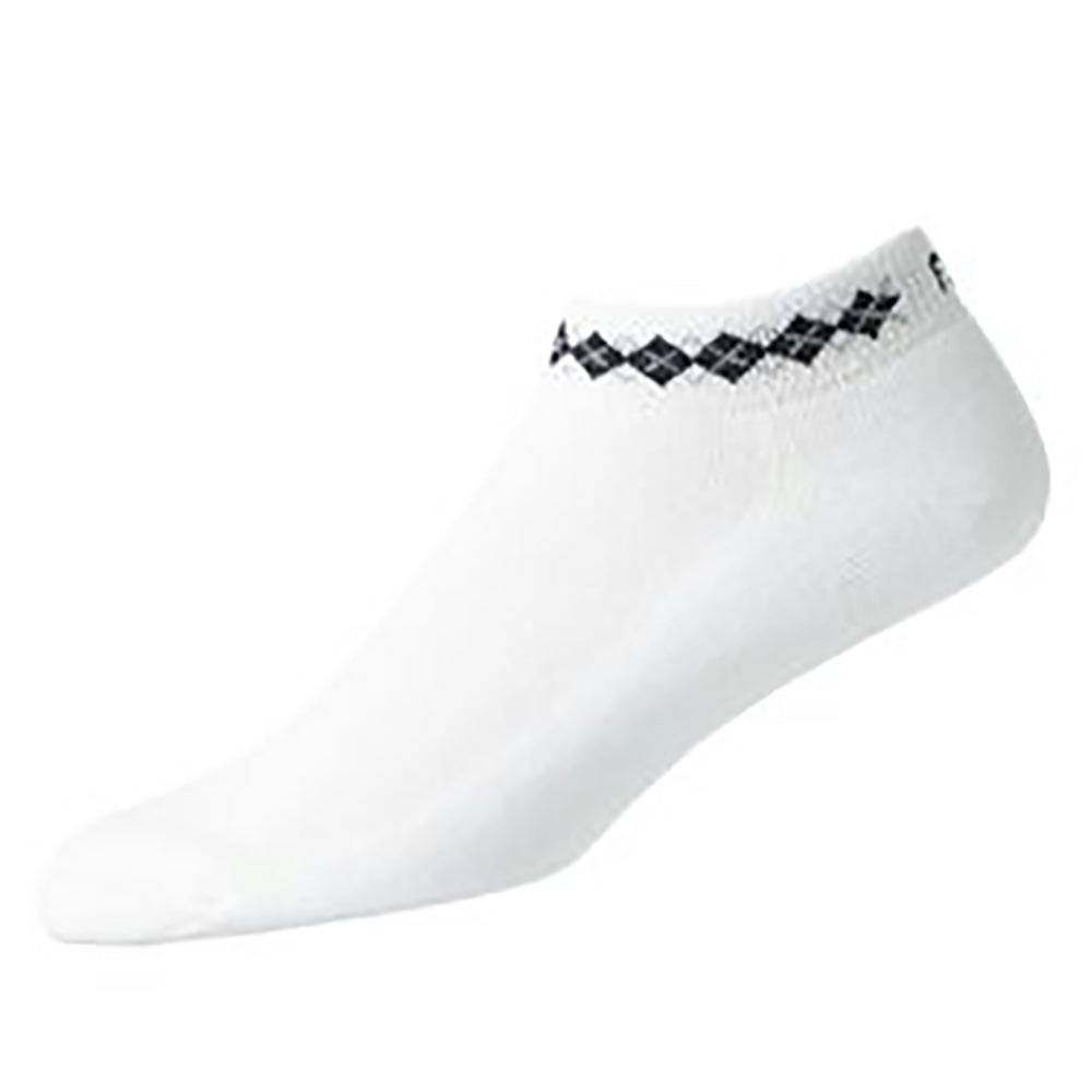 FootJoy ProDry Sportlet Argyle Women No Show Socks - White/Black