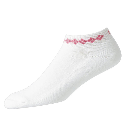 FootJoy ProDry Sportlet Argyle Women No Show Socks - White/Pink