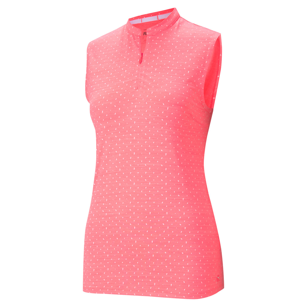 Puma Cloudspun Polka Womens Golf Polo - Ignite Pink/Wht/XXL