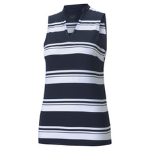 Load image into Gallery viewer, Puma Cloudspun Valley Stripe Womens Golf Polo - Navy Blazer/XXL
 - 1