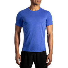 Load image into Gallery viewer, Brooks Distance Short Sleeve Mens Running Shirt - Hthr Amparo Blu/XXL
 - 3