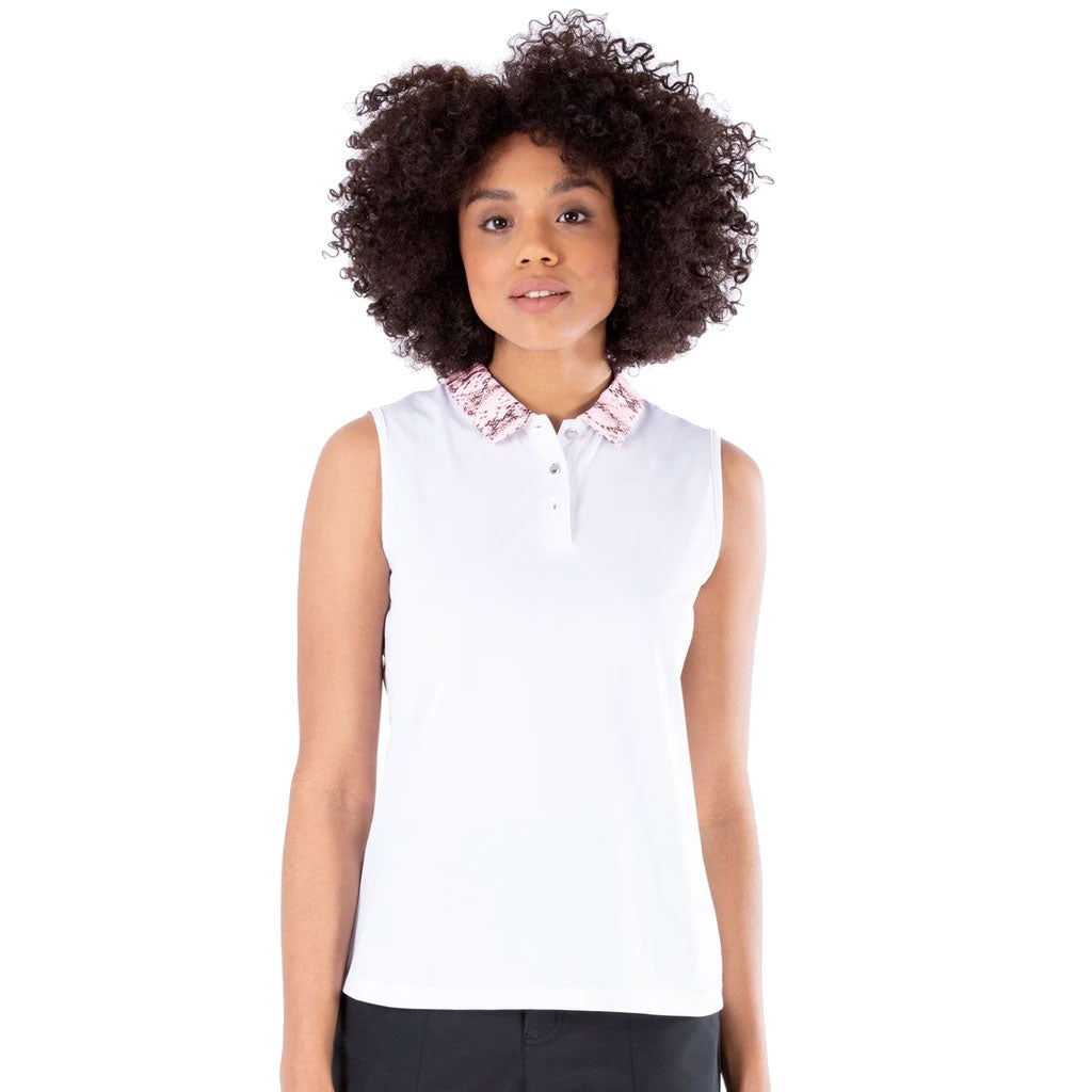 NVO Darci White Womens Sleeveless Golf Polo - WHITE 100/XL