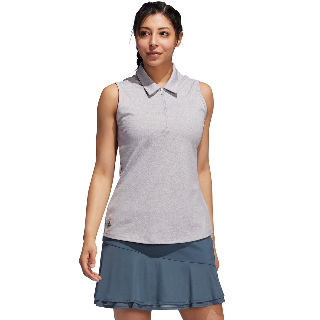 Adidas Jacquard Womens Sleeveless Golf Polo