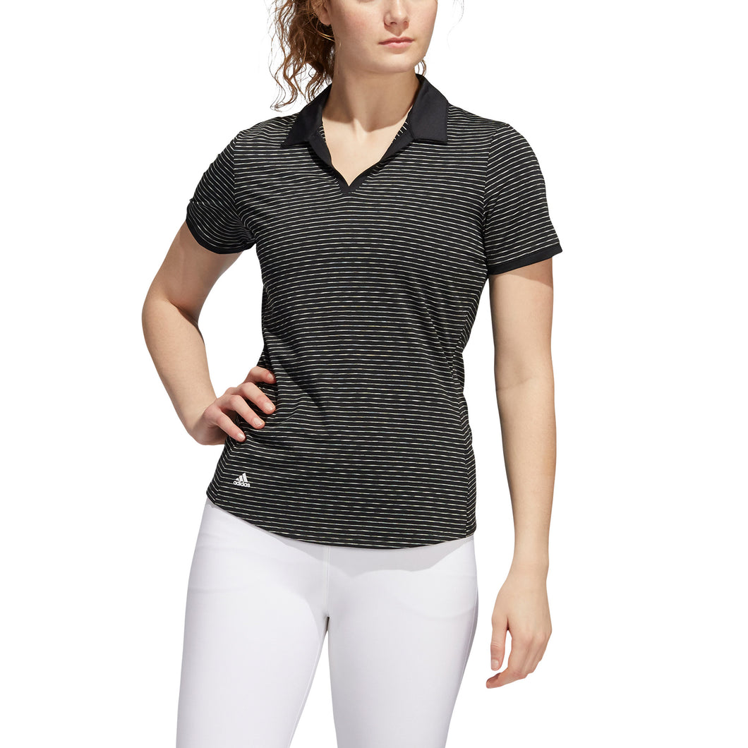 Adidas Ult365 Space-Dyed Striped Womens Golf Polo - Black/XXL