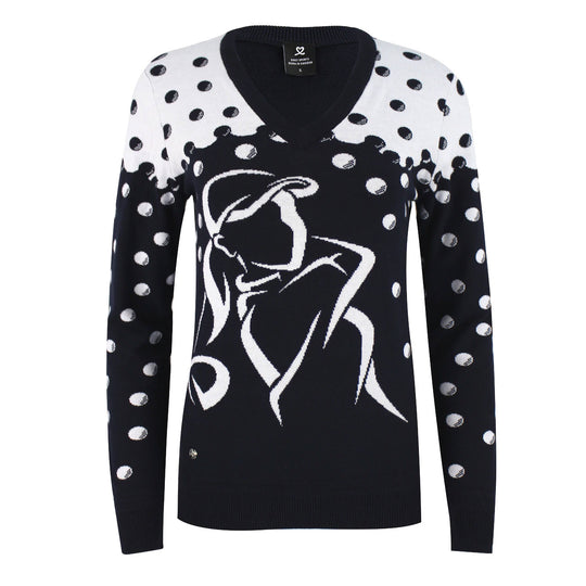 Daily Sports Aim Navy Womens V-Neck Golf Sweater