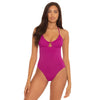 Becca Color Code Multi-Way Berry One Piece Womens Swimsuit