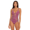 Becca Mosaic Show and Tell Plunge Berry One Piece Womens Swimsuit