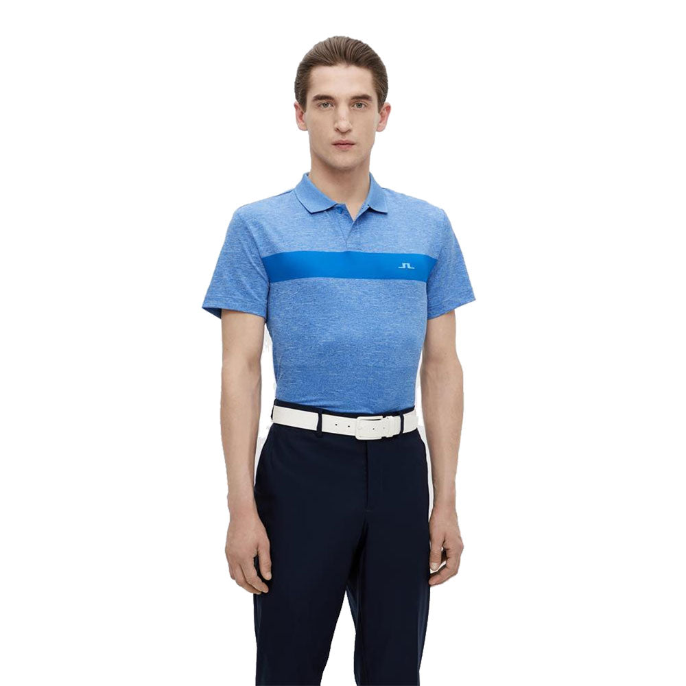 J. Lindeberg Jay Amer Fit Ocean Blue Men Golf Polo