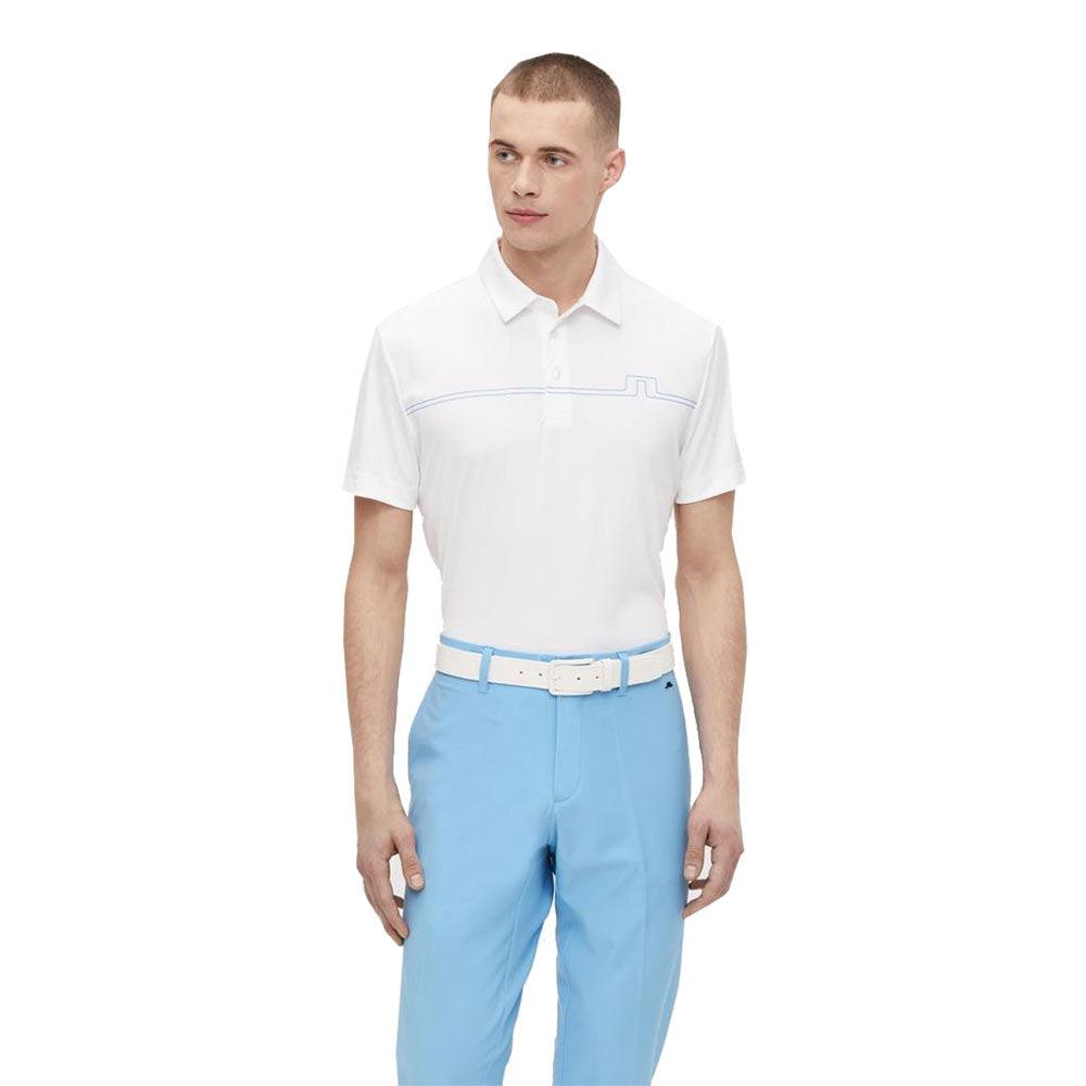 J. Lindeberg Clay Regular Fit White Mens Golf Polo