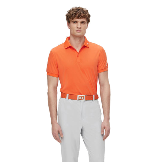 J. Lindeberg Tour Tech Amer Fit Lava Orange Mens Golf Polo