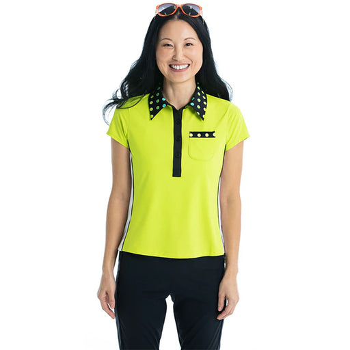 Kinona Button and Run Womens Golf Polo - Chartreuse Yl/XL