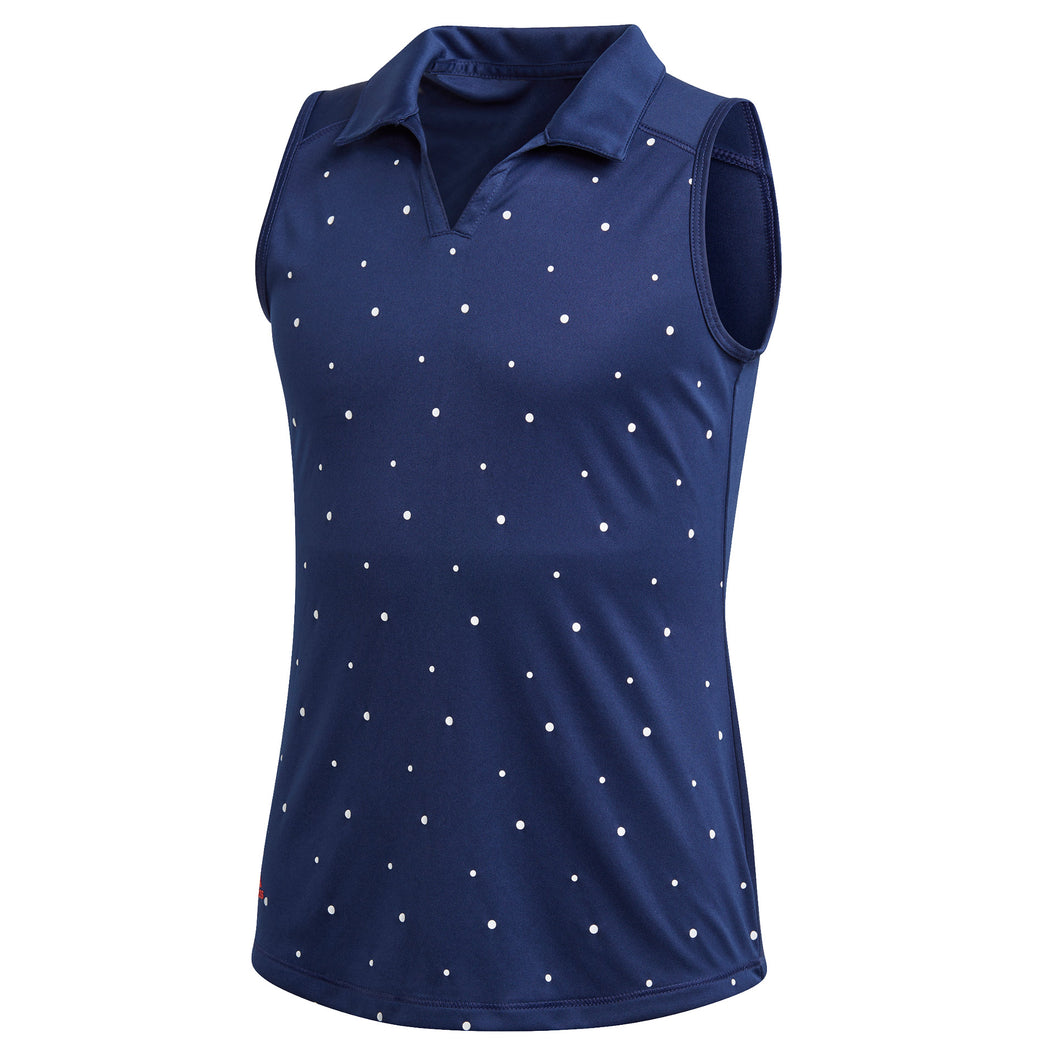 Adidas Dot Print Girls Sleeveless Golf Polo