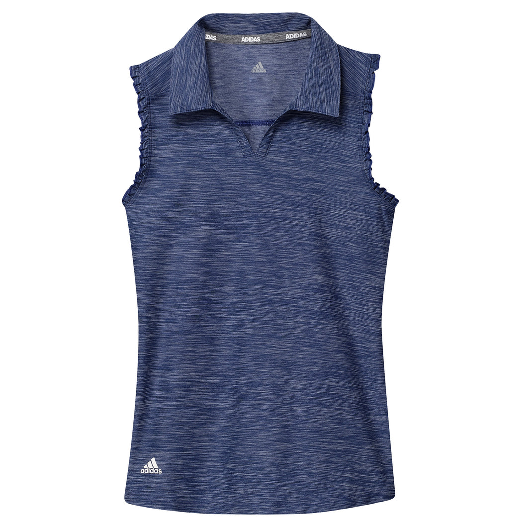 Adidas Spacedye Girls Sleeveless Golf Polo - Dark Blue/L