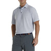 FootJoy Lisle Open Weave Print Self Collar White Mens Golf Polo