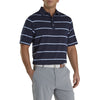 FootJoy Lisle Pique Open Stripe Self Collar Mens Golf Polo