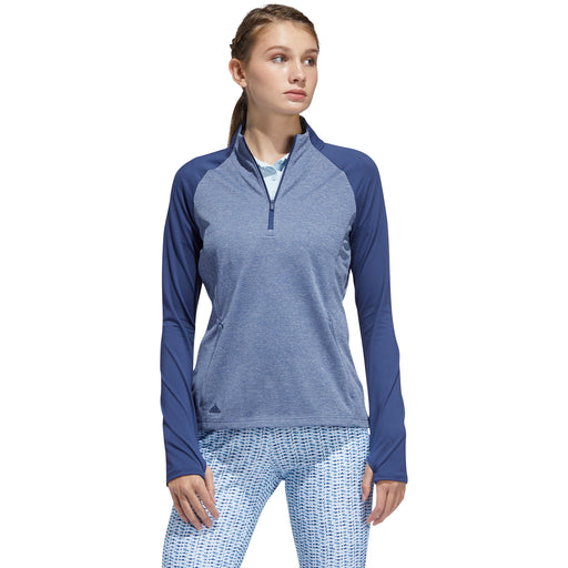 Adidas Heather Layer Womens Golf 1/4 Zip - Tech Indigo Mel/XL