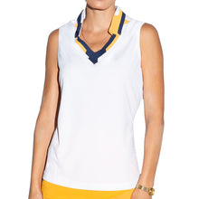 Load image into Gallery viewer, GGBlue Jasmine V-Neck Womens Sleeveless Golf Polo - WHITE/NAVY 4502/XL
 - 1
