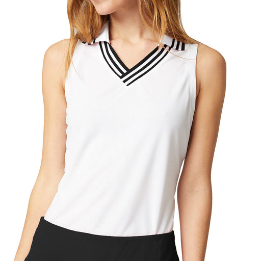 GGBlue Jasmine V-Neck Womens Sleeveless Golf Polo - Wht/Blk B022b/L