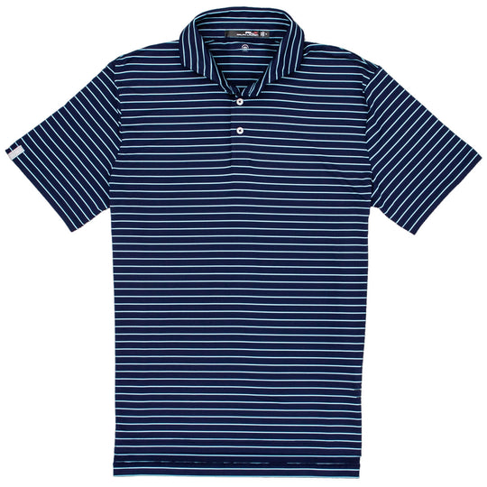 RLX Ralph Lauren Featherweight Airflow French Navy-Soft Aqua Mens Golf Polo
