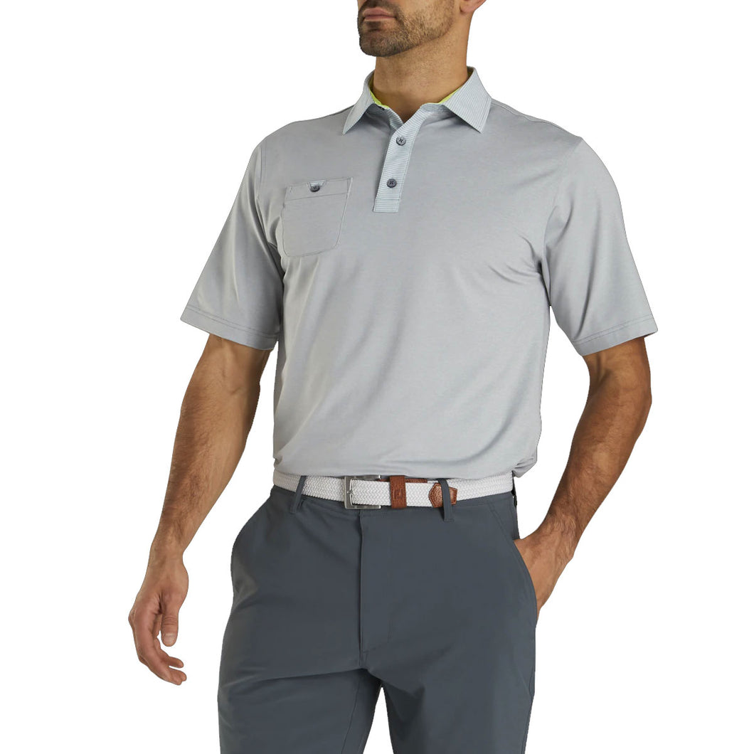 FootJoy Lisle Solid Pinstripe Grey Mens Golf Polo