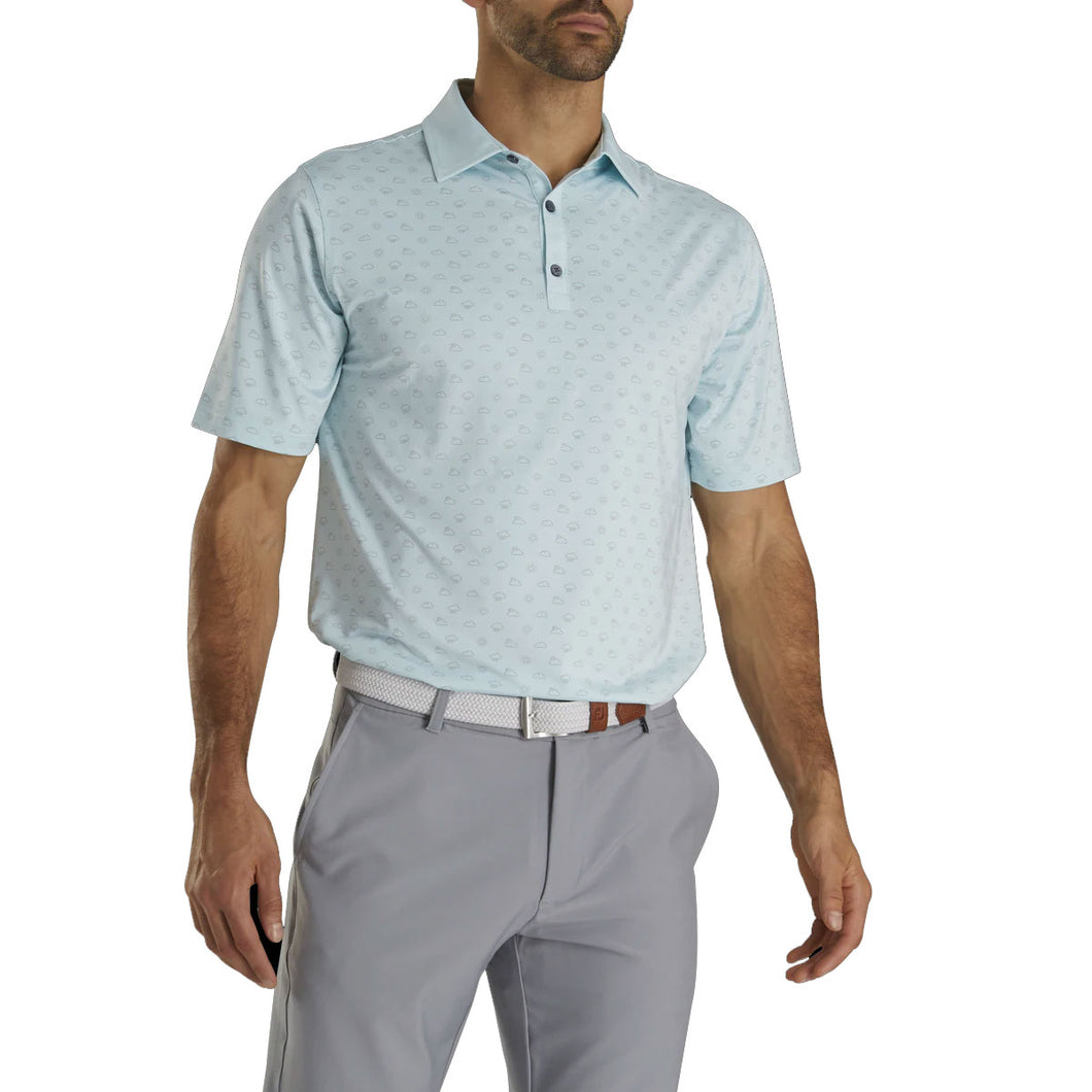 FootJoy Lisle Weather Print Ice Blu Mens Golf Polo