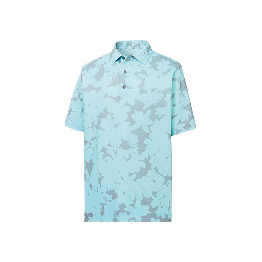 FootJoy Lisle Camo Floral Print Self Collar Ice Blue Mens Golf Polo