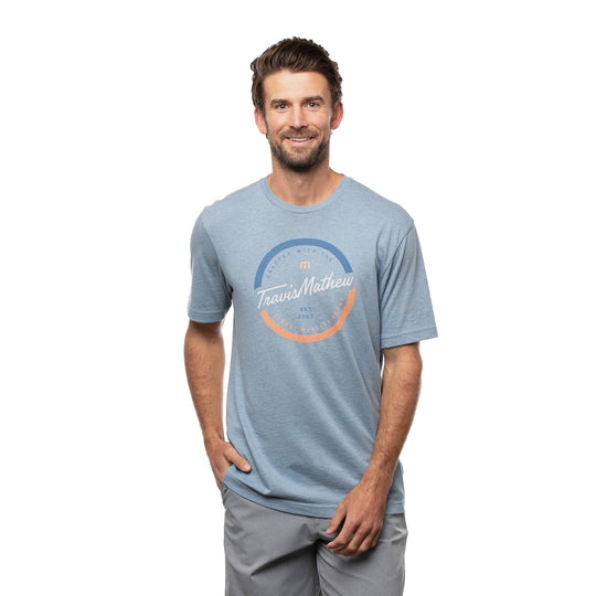 TravisMathew Mixologist Heather Federal Blue Mens Golf T-Shirt