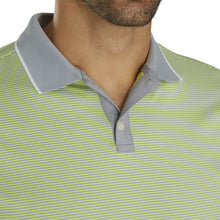 Load image into Gallery viewer, FootJoy Lisle Mini Stripe Grey-Lime Mens Golf Polo
 - 3