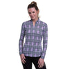 EP New York Glen Plaid Black Multi Mock Womens Golf 1/4 Zip