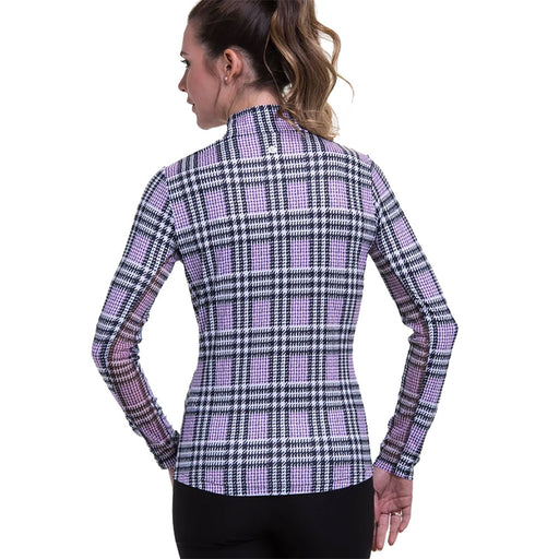 EP NY Glen Plaid Mock Black Womens Golf 1/4 Zip