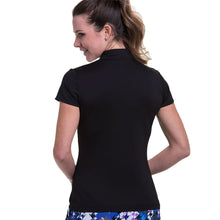 Load image into Gallery viewer, EP NY Mock Zip Black Multi Womens SS Golf Polo
 - 2