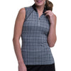 EP New York Mock Zip Printed Black Multi Womens Sleeveless Golf Polo