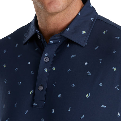 FootJoy Lisle Golf Doodle Print Nvy Mens Golf Polo