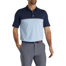 Load image into Gallery viewer, FootJoy Color Block Lisle Navy Mens Golf Polo
 - 1