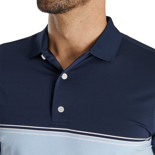 FootJoy Color Block Lisle Navy Mens Golf Polo