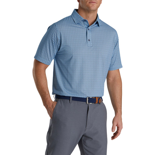 FootJoy Loop Print Lisle Blue Mens Golf Polo