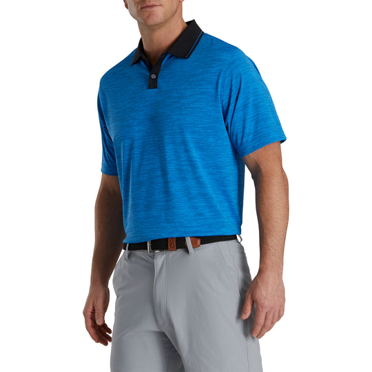 FootJoy Broken Pinstripe Lisle French Blue Mens Golf Polo