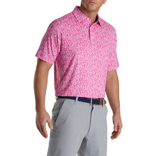 Load image into Gallery viewer, FootJoy Floral Vines Lisle Hot Pink Mens Golf Polo
 - 1