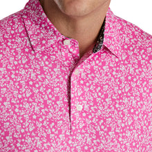 Load image into Gallery viewer, FootJoy Floral Vines Lisle Hot Pink Mens Golf Polo
 - 3