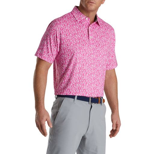 FootJoy Floral Vines Lisle Hot Pink Mens Golf Polo