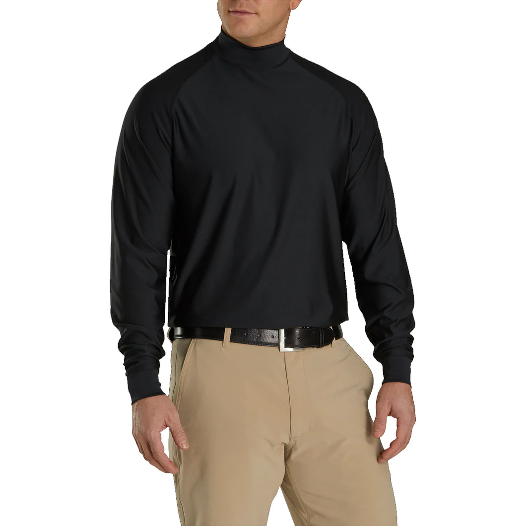 FootJoy Mock Black Mens Long Sleeve Golf Shirt - Black/XXL