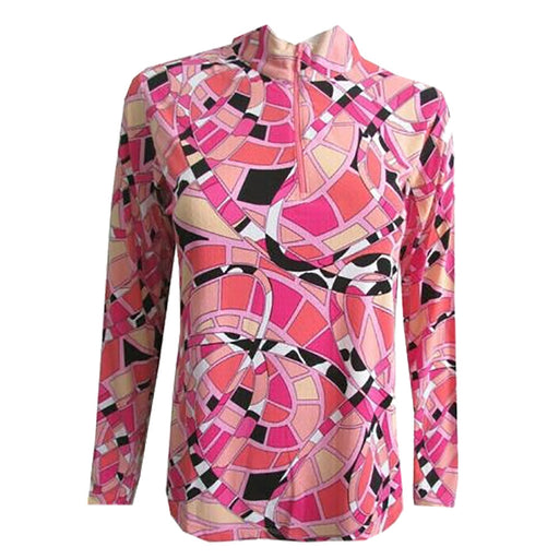 Gottex Zip Mock Life Womens Long Sleeve Sun Shirt - Portofina Pink/XL